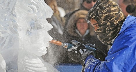 When visiting with the family, Zehnder’s Splash Village and the Bavarian Inn both offer indoor water parks and hours of entertainment for kids of all ages. The Marv Herzog Hotel is a great choice, too, and offers picturesque river views. A former ice sculpting competitor during Zehnder’s Snowfest. (Source: www.zehnders.com)